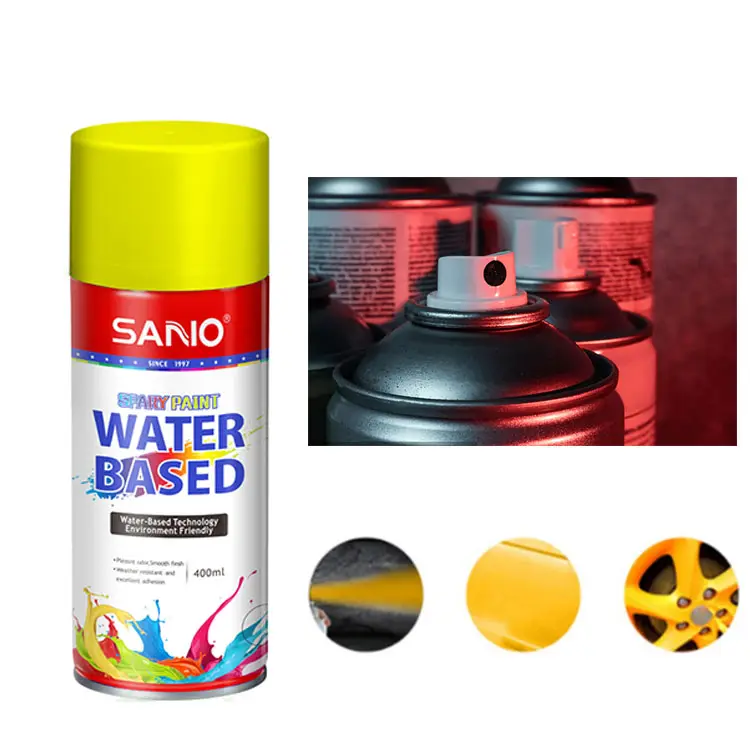 Sanvo Water Based Aerosol Spray Paint Superior High Quality OEM Customized Colors Ral Panton 400ml 12oz White Black Yellow EP13