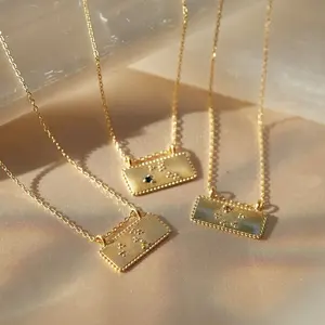 Nieuw Binnen 18K Goud Roestvrij Staal Sterrenbeeld Ketting Minimalistische Zirkoon Stenen Ketting Voor Beste Vriend Cadeau