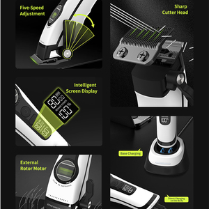 Cortadora <span class=keywords><strong>de</strong></span> <span class=keywords><strong>Pelo</strong></span> Profesional con Logotipo OEM, 2500 mAh, 5 Velocidades, Motor sin Escobillas <span class=keywords><strong>de</strong></span> Rotor Externo, 8000 RPM, Cuchilla <span class=keywords><strong>de</strong></span> Cerámica DLC, Cortadora <span class=keywords><strong>de</strong></span> <span class=keywords><strong>Pelo</strong></span> para Barbería - Product Image 3