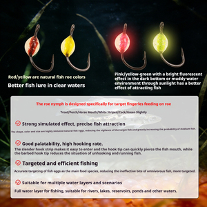 NUEVO OEM 16 #    Señuelo <span class=keywords><strong>de</strong></span> pesca fluorescente con forma <span class=keywords><strong>de</strong></span> ninfas y huevos <span class=keywords><strong>de</strong></span> pez realistas para trucha, lubina, perca y pesca en aguas dulces. - Product Image 3