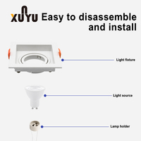 XUNYU AR70 E27 GU10 MR16 Boîtier de downlight encastré en plastique avec clip de fixation à ressort réglable, forme variée, moderne