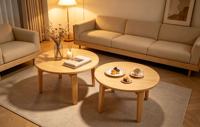 Ensemble de tables basses scandinaves modernes en bois durable avec tiroir de rangement, design emboîtable, meubles multifonctionnels pour salon