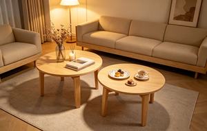 Modern Wooden Coffee <b>Table</b> Set Minimalist Nesting Design Living Room Furniture - Product Image 4