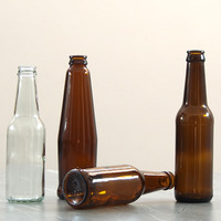 Grosir 250ml 300ml kosong botol kaca bir stok coklat Amber silinder kaca Mini bir Vodka wiski botol dengan tutup aluminium