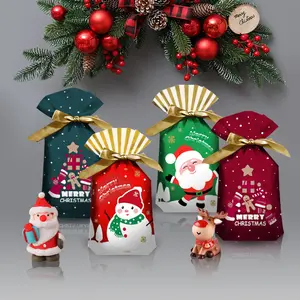 Cadeau de Noël à cordon Sac à bonbons Flocon de neige Crisp Drawstring Bag Merry Christmas Decorations for Home New Year Presents