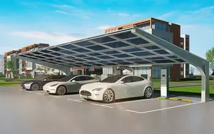 Sistem pemasangan rak fotovoltaik taman mobil rak logam aluminium Carport pelacakan struktur atap surya
