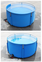 Bassin à poissons rond en toile transparente simple face avec cadre en acier inoxydable pour jardin, bassin à poissons koï pliable multifonctionnel