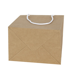 <b>Biodegradable</b> Durable Recyclable Eco-Friendly Food Takeout Kraft <b>Paper</b> Shopping Bag UV Coated Classic Style Cotton Handle - Product Image 4