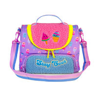 Sac à déjeuner pour enfants Haslor avec imprimé crème glacée mignon, en tissu peluche, fermeture éclair, léger, pour usage quotidien, boîte à lunch, fabricant OEM