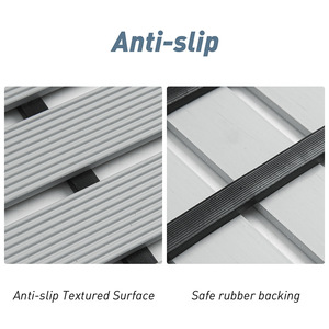 Tapis de bain rectangulaire rayé antidérapant en fibre de polyester, design minimaliste gris beige, pour salle de bain - Product Image 5