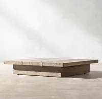 Ensembles de meubles de jardin pour terrasse extérieure, table basse carrée en teck Menorca, meubles d'extérieur modernes et luxueux