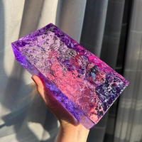 Brique de verre solide en cristal coloré peinte en usine ADL, motif ICE, brique de verre à fusion à chaud, motif moderne pour la construction de murs