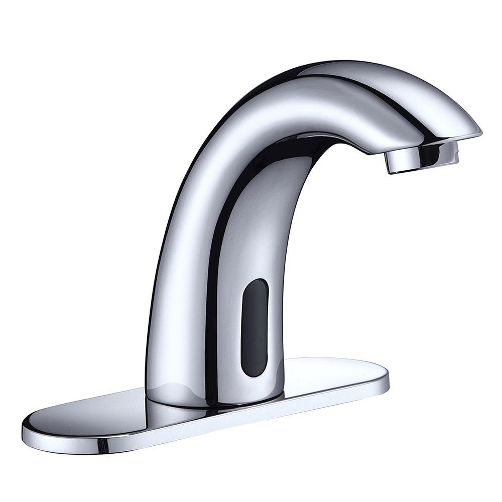 Touchless Sensor Faucet Automatic Smart Single Hole Faucet Hands Free Tap Bathroom Sink Faucet with Hole Cover Deck Plate