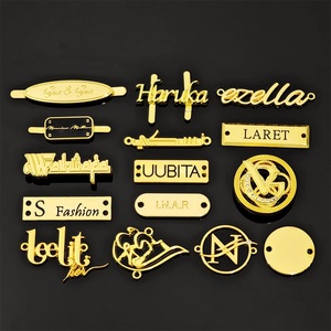 Gold Metal Embossed Garment <b>Labels</b> 3D Logo Tags For Clothing Accessories Custom Brand Name Plating - Product Image 2