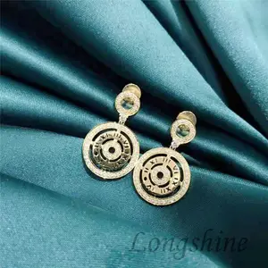 INS Newest Design Charm Jewelry Women 18K Gold Natural Diamond Rose Gold Drop Earring