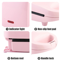 Machine à sandwich électrique compacte rose résistante à la chaleur avec double plaque, poignée verrouillable et voyant lumineux pour la cuisine domestique