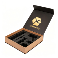 Boîte magnétique en carton écologique avec logo personnalisé, boîtes cadeaux rigides en papier noir avec insert de protection
