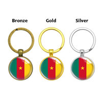 Porte-clés drapeau national de 287 pays, en laiton argenté et doré, avec cabochon en verre, cadeau promotionnel