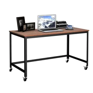 यूरोपीय धातु फ्रेम लकड़ी शीर्ष रोलिंग कंप्यूटर कार्यालय कार्यकारी डेस्क