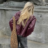Winter Burgund Damen Jacke Leder Revers Warmer Mantel Mode Frauen Einfache PU Jacke Mantel mit Reiß verschluss