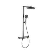 Ensemble de douche mural de luxe à jet haute pression avec fonction pluie et fonction pause, mitigeur à double poignée en laiton chromé poli, avec robinet en céramique, pour hôtel