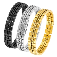 Bracelet en acier inoxydable pour homme, tressé chevron, noir, or, argent, avec fermoir déployant, style montre, bijoux industriels, vente en gros, personnalisable OEM