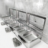 Ensemble de chauffe-plats rectangulaire de luxe en acier inoxydable électrique durable de 9 L pour buffet d'hôtel commercial