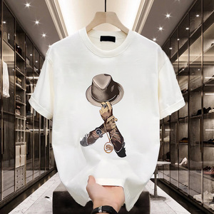 100% algodón sólido anti-pilling versátil Camiseta de manga corta hombres 2025 nuevo verano marca de moda nicho High Street estilo americano - Product Image 1