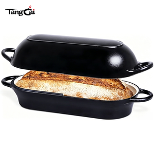 Four à pain hollandais rectangulaire noir 2-en-1 en fonte émaillée antiadhésive pour la cuisson maison du pain au levain - Product Image 1