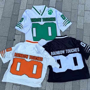 Tùy Chỉnh Thời Trang Phố Tee Áo Sơ Mi Unisex Màn Hình In Đồ Họa Thêu Cắt Boxy Lưới Bóng Đá Jersey T Áo Sơ Mi Cho Nam Giới - Product Image 1