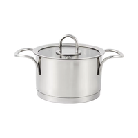 Ensemble de casseroles classiques modernes en acier inoxydable 4 pièces, marmite, couvercles en verre trempé, écologiques, compatibles four, induction, lave-vaisselle