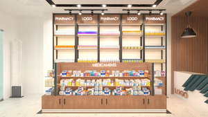 Étagères et vitrine de gondole de <span class=keywords><strong>pharmacie</strong></span> éclairées par LED de conception de meubles de <span class=keywords><strong>petite</strong></span> <span class=keywords><strong>pharmacie</strong></span> - Product Image 3