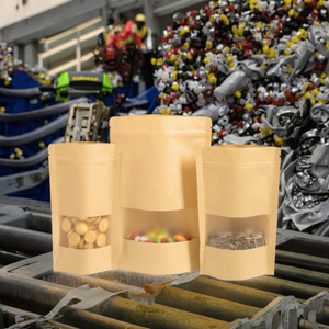 Sachet Doypack refermable en papier kraft avec fenêtre et fermeture éclair pour emballage de thé - Product Image 3