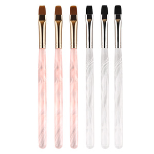 Pinceau à ongles professionnel en fibre de nylon avec manche en acrylique personnalisé, plat, rond, ovale, pour gel 3D, extension, manucure, salon - Product Image 5
