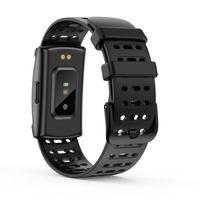 Bracelet intelligent avec bracelet en nylon noir, boîtier en plastique, suivi du sommeil, fréquence cardiaque, montre de fitness avec étanchéité à 50 m pour adultes