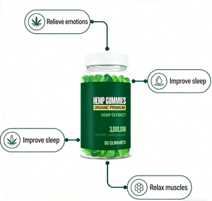 Gummies de chanvre en gros de qualité supérieure, saveur fruitée délicieuse pour la tranquillité et la relaxation, suppléments de santé à base d'huile de chanvre naturelle et d'herbes - Product Image 5