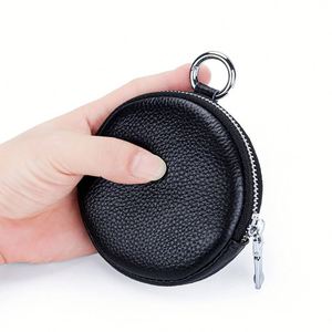 Unisex <b>Mini</b> Leather Zipper Coin Purse <b>Pouch</b> Portable & Durable Card Holder Travel Storage Bag - Product Image 1