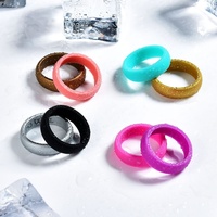 Bague en silicone turquoise 57 mm, style européen et américain, bijoux pour femmes, bagues de couple, accessoires de mariage, poudre scintillante sportive