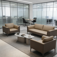 Canapé de bureau au design tendance, ensemble de canapés de réception exécutifs avec housses amovibles, canapé en cuir de style moderne pour bureaux.