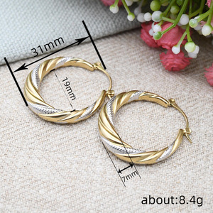 Orecchini a Cerchio Bicolore E4543 in Oro Massiccio 18K, Classici da Donna per Uso Quotidiano - Product Image 6