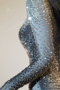 Guanti da donna con pietre d'argento brillanti body pantaloni di strass in rete trasparente compleanno per festeggiare l'estate del vestito cantante - Product Image 6