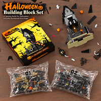 Ensemble de blocs de construction de maison hantée d'Halloween 564 pièces, jouet de construction de château effrayant, portail et lampe citrouille, cadeau d'Halloween, vente en gros