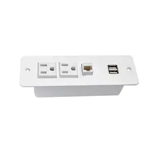 OSWELL US furniture USB power strip with internet network port office poer socket 2 outlet with power cord 3pin plug