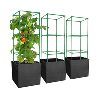 Sacs de culture de 17.7 gallons, 3 paquets de cages à tomates de jardin de 47x16x16 pouces, treillis carré de support de plantes pour pots de fleurs, jardinières