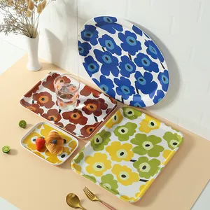 Toptan bohemian mutfak tasarım-Tasarımcı renkli çiçek tasarım yemek takımı mutfak ve yemek yemek tabağı sanat parti