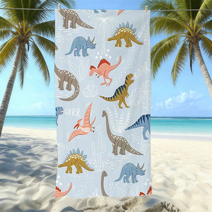 Serviette <span class=keywords><strong>de</strong></span> plage carrée pour garçons, imprimé dinosaure, en microfibre douce et légère, écologique, motif dessin animé, pour la natation - Product Image 6