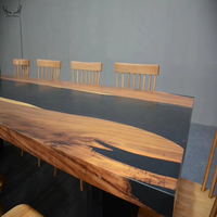 Design moderne dessus de table en résine époxy meubles de maison en bois massif ensemble de table à manger en bois époxy pouvant accueillir dix personnes