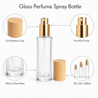 Botol Parfum Kaca Isi Ulang dengan Tutup Sekrup, Pompa Semprot Kabut Halus, dan Tutup Bambu Ramah Lingkungan, Logo Kustom Tersedia