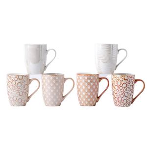 แก้วกาแฟเซรามิกลายดอกไม้สีเงินสีทองพร้อมหูจับทอง - Product Image 4