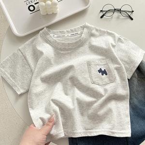 <span class=keywords><strong>Camiseta</strong></span> de Manga Corta 100% Algodón para Niños con Bolsillo Bordado de Perro, Top Casual de Verano para Niños Pequeños, Niñas y Bebés, Venta al Por Mayor - Product Image 5